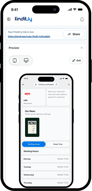 FinditX Mobile Ansicht